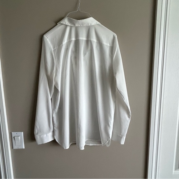 Calvin Klein White Dress Top with gold accent loops that ties at the neckline - Picture 7 of 14